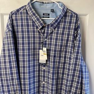Izod non-iron stretch button up plaid dress shirt size 4XLT